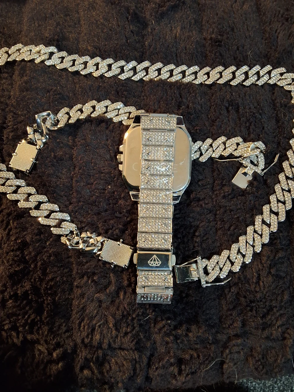 Men's Cartice Cuban Link Watch and Chain Set